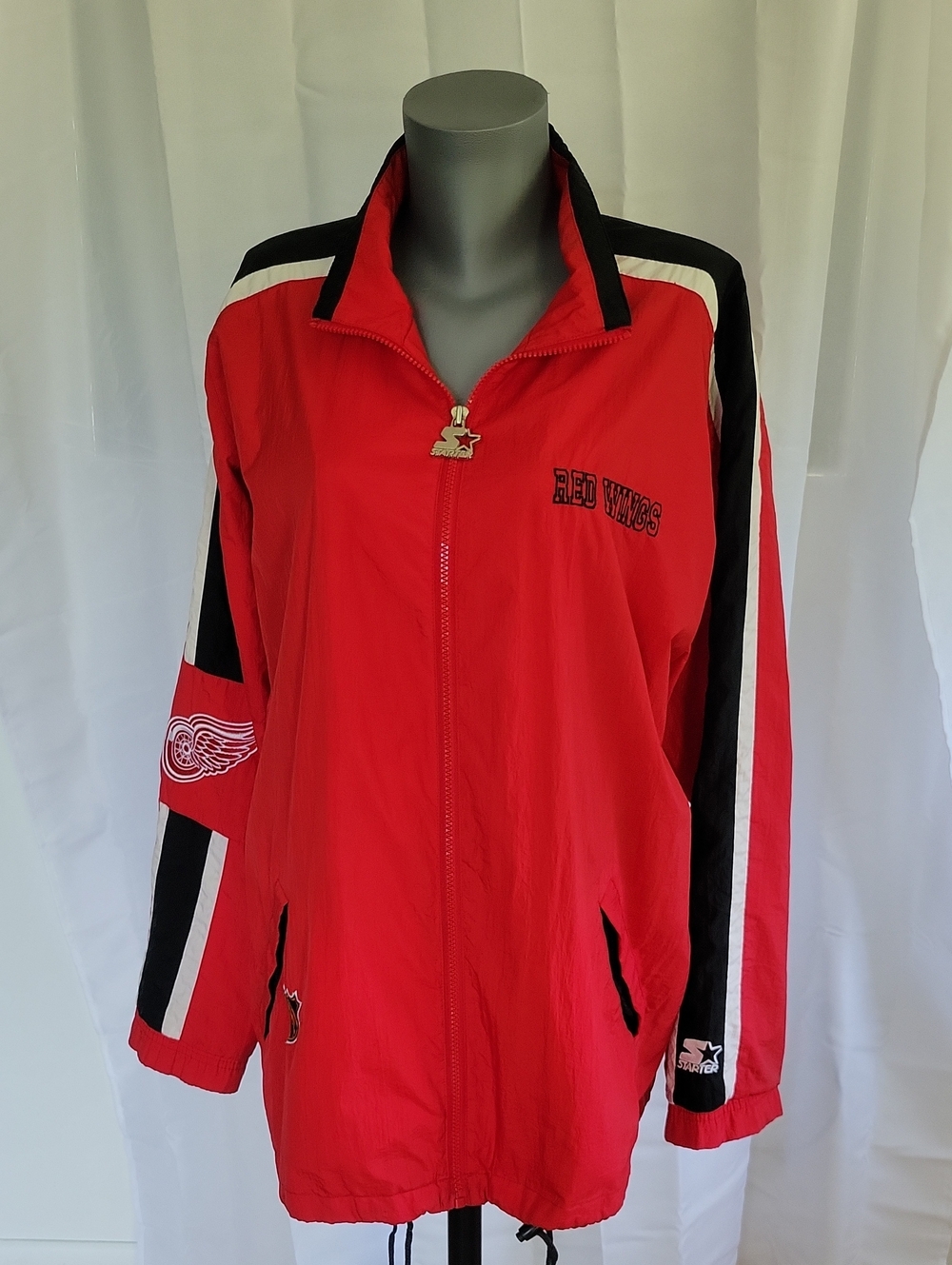 Starter 90s Red Wings NHL Windbreaker Jacket Large Red Vintage